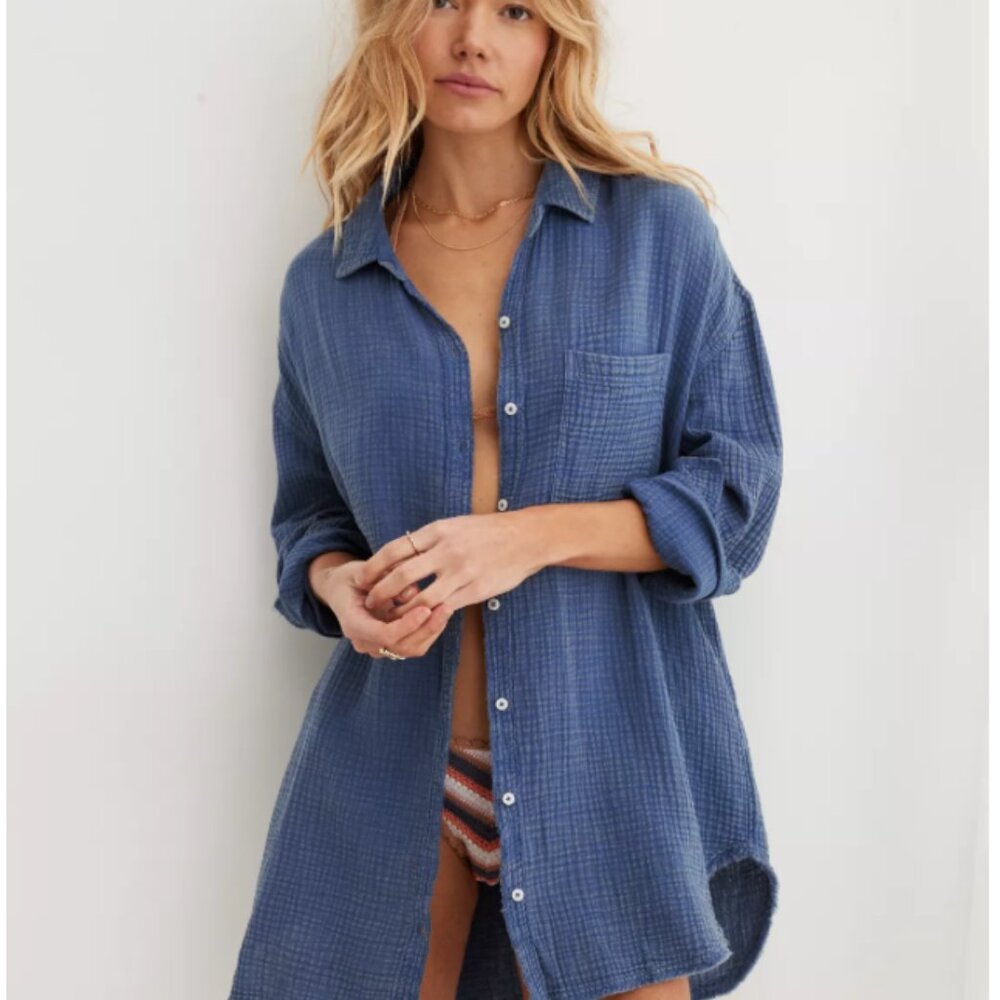 Aerie Gauzy Coverup Shirt
